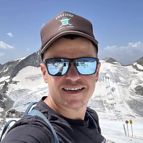 Alex, on a glacier in summer